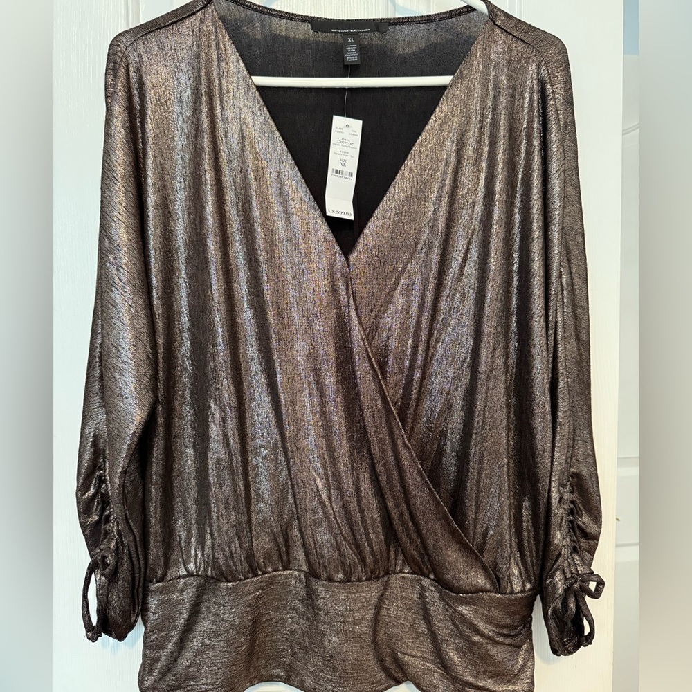 White House Black Market Shimmering Bronze Blouse
